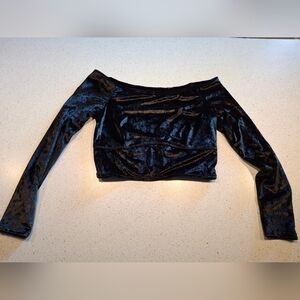 Yitty XL Elegant Black Velvet Off-Shoulder Top